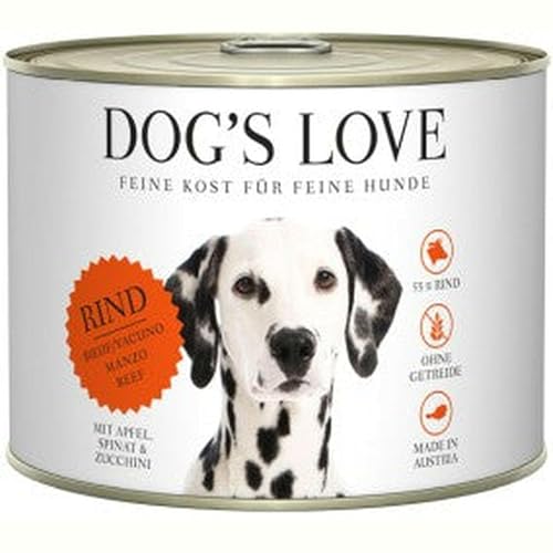 DOG'S LOVE Super Premium Nassfutter | Adult Rind | reichhaltiges und gesundes Alleinfuttermenü | Hundefutter in Lebensmittelqualität Aller Rohstoffe | 100% getreidefrei (6 x 200g) von DOG'S LOVE