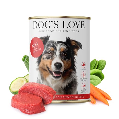 DOG'S LOVE Super Premium Nassfutter | Adult Rind | reichhaltiges und gesundes Alleinfuttermenü | Hundefutter in Lebensmittelqualität Aller Rohstoffe | 100% getreidefrei (6 x 400g) von DOG'S LOVE