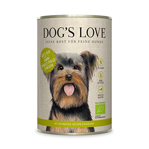 DOG'S LOVE Hundefutter nass getreidefrei in 100% Bio-Lebensmittelqualität Aller Rohstoffe und hohem Fleischanteil, Premium Nassfutter Made in Austria – von Veterinären geprüft – Huhn Adult (6 x 400g) von DOG'S LOVE