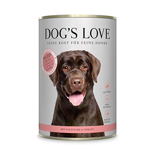 DOG'S LOVE Hypoallerges Hundefutter nass getreidefrei mit 60% Fleischanteil - Premium Hunde Nassfutter Qualität Made in Austria – von Veterinären geprüft – Pferd Adult (6 x 800g) von DOG'S LOVE