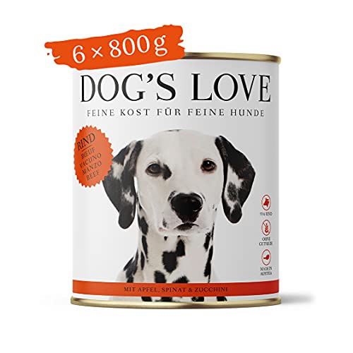 DOG'S LOVE Super Premium Nassfutter | Adult Rind | reichhaltiges und gesundes Alleinfuttermenü | Hundefutter in Lebensmittelqualität Aller Rohstoffe | 100% getreidefrei (6 x 800g) von DOG'S LOVE