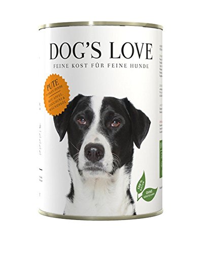 DOG'S LOVE Premium Nassfutter Hund Pute mit Apfel, Zucchini & Walnussöl (24 x 400g) von DOG'S LOVE