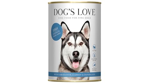 DOG'S LOVE Super Premium Nassfutter | Adult Fisch | reichhaltiges und gesundes Alleinfuttermenü | Hundefutter in Lebensmittelqualität Aller Rohstoffe | 100% getreidefrei (6 x 400g) von DOG'S LOVE