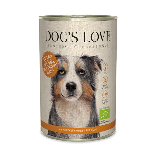 Dog's Love Hundefutter Nassfutter Bio Pute mit Amaranth, Kürbis & Petersilie (1 x 400g) von DOG'S LOVE