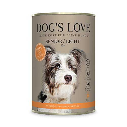 Hundefutter nass Sensitive - optimal an den Nährstoffbedarf des Hundes angepasst mit hohem Fleischanteil & Vitaminen - von Veterinären geprüft – Pute Senior (6 x 200g) von DOG'S LOVE