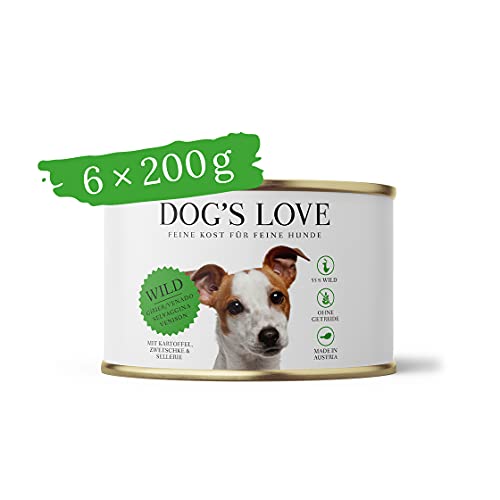 DOG'S LOVE Super Premium Nassfutter | Adult Wild | reichhaltiges und gesundes Alleinfuttermenü | Hundefutter in Lebensmittelqualität Aller Rohstoffe | 100% getreidefrei (6 x 200g) von DOG'S LOVE