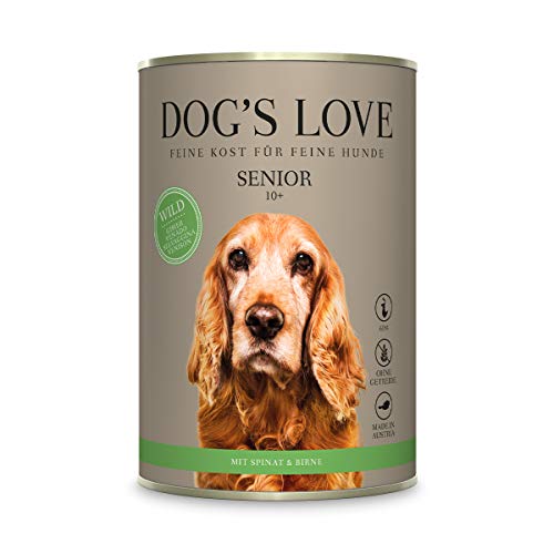 Hundenahrung Nassfutter mit wichtigen Nährstoffen getreidefrei in verschiedenen Sorten- frei von Konservierungsstoffen – von Veterinären geprüft – Wild Senior (6 x 200g) von DOG'S LOVE