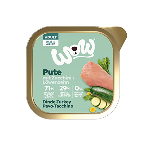 WOW Hundefutter nass Adult mit Pute, 11x 150g I reichhaltiges Nassfutter für ausgewachsene Hunde aller Rassen I beste Qualität mit viel Fleisch, Zucchini & Löwenzahn I hohe Akzeptanz & Verträglichkeit WOW Hundefutter nass Adult mit Pute, 11x 150g I reichhaltiges Nassfutter für ausgewachsene Hunde aller Rassen I beste Qualität mit viel Fleisch, Zucchini & Löwenzahn I hohe Akzeptanz & Verträglichkeit von DOG'S LOVE