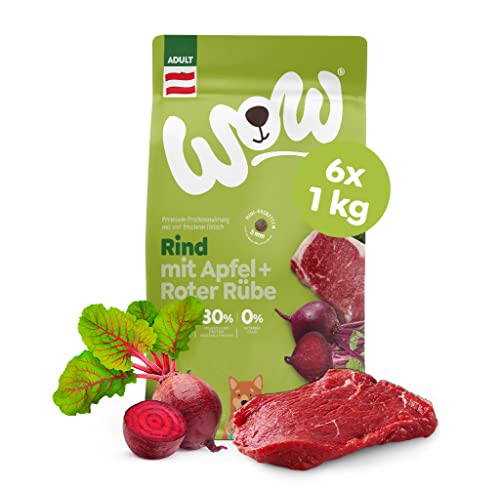 WOW Trockenfutter Adult mit Rind , 6x 1kg Mini Kroketten I Hundetrockenfutter für ausgewachsene Hunde aller Rassen I beste Qualität mit viel Fleisch, Apfel & Rübe I getreidefrei & hohe Verträglichkeit WOW Trockenfutter Adult mit Rind , 6x 1kg Mini Kroketten I Hundetrockenfutter für ausgewachsene Hunde aller Rassen I beste Qualität mit viel Fleisch, Apfel & Rübe I getreidefrei & hohe Verträglichkeit von DOG'S LOVE