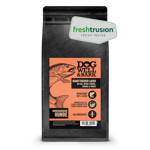 Premium Hundefutter trocken getreidefrei – Alleinfutter mit Schottischem Lachs 2kg für ausgewachsenen Hunde - Lachs mit Dill, Spinat, Fenchel, Spargel & Tomate - reich an Omega-3 Premium Hundefutter trocken getreidefrei – Alleinfutter mit Schottischem Lachs 2kg für ausgewachsenen Hunde - Lachs mit Dill, Spinat, Fenchel, Spargel & Tomate - reich an Omega-3 von DOG WELL & BARK