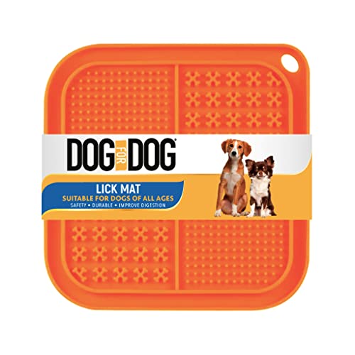 Leckmatte für Hunde,Hunde-Leckmatte mit Saugnäpfen,rutschfeste Silikonmatte & BPA-freier langsamer Hundefutterspender zur Angstlinderung & Beruhigung, Leckereien & Nassfutter,Orange von DOG for DOG
