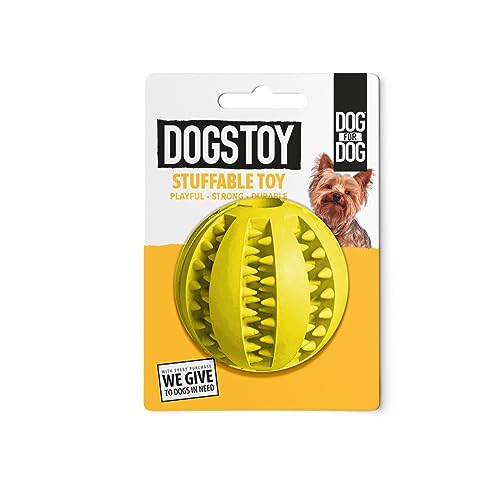 Stuffable Dog Ball Toy Small - Dog Chew Ball | Interaktives Hundespielzeug für aggressive Kauer | Hundebälle & Kauspielzeug zum Zahnen | Hundeball Kauspielzeug | Gelb (Gelb) von DOG for DOG