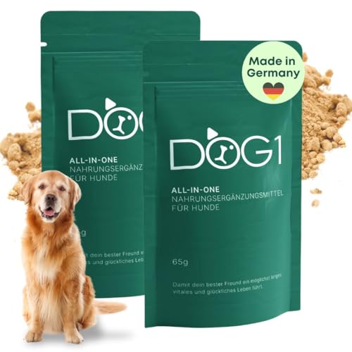DOG1 8-in-1 Nahrungsergänzungsmittel (2X) mit Vitamin B Komplex und Glucosamin, Rundumversorgung mit Bierhefe, Probiotika gegen Durchfall, Alternative zu Gelenktabletten, ca. 60 TL von DOG1
