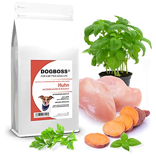 DOGBOSS Trockenfutter für kleine Rassen (bis 10 kg) | getreidefreie Rezeptur | Verschiedene Sorten (Huhn, 2 kg) von DOGBOSS