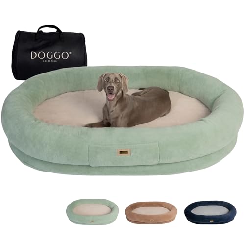 DOGGO Selection - Human Dog Bed - Premium Extra Large Giant Dog Bed for Dogs and Humans To Relax Together (Green & Beige) von DOGGO Selection