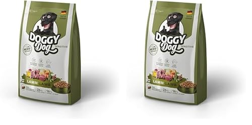 DOGGY Dog Lamm Sensitive, 1 kg, Trockenfutter mit hohem Fleischanteil für Sensible Hunde, getreidefreies Hundefutter mit Lachsöl, Made in Germany (Packung mit 2) von DOGGY Dog
