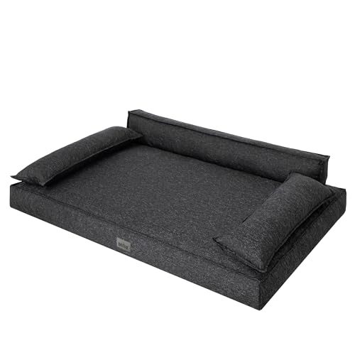 DOGGY Hundebett, Hundematratze, Hundecouch, für kleine und große Hunde, Hundekissen, Hundekorb, Haustier, Schlafplatz, Hundemöbel, Schwarz, XL: 99x66 cm von DOGGY