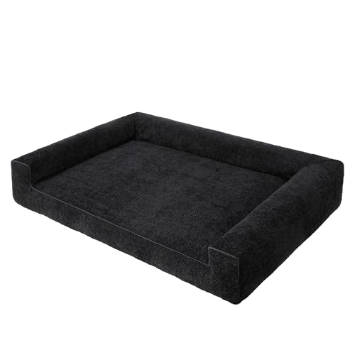 DOGGY Hundebett, Hundematratze, Hundecouch, für kleine und große Hunde, Hundekissen, Hundekorb, Haustier, Schlafplatz, Hundemöbel, Schwarz, XXL:118x78 cm von DOGGY