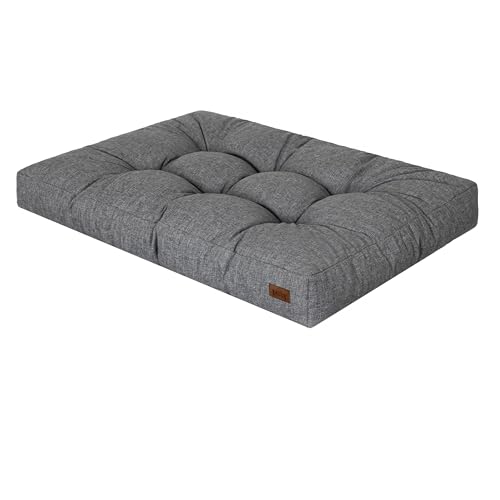 DOGGY Hundebett, Rechteckig Hundematratze, Hundecouch, kleine Hunde, Kissen, Korb, Haustier, Hundebox, Schlafplatz, Hundemöbel, [M] - 75 x 50 cm, Anthrazite von DOGGY