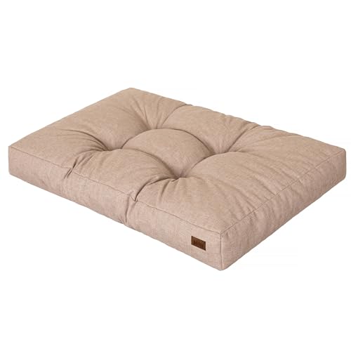 DOGGY Hundebett, Rechteckig Hundematratze, Hundecouch, kleine Hunde, Kissen, Korb, Haustier, Hundebox, Schlafplatz, Hundemöbel, [M] - 75 x 50 cm, Beige von DOGGY