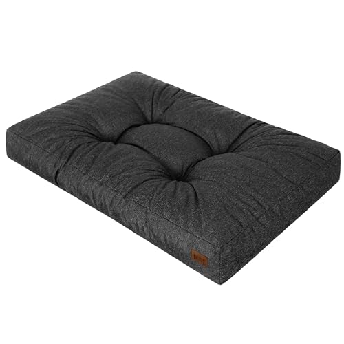 DOGGY Hundebett, Rechteckig Hundematratze, Hundecouch, kleine Hunde, Kissen, Korb, Haustier, Hundebox, Schlafplatz, Hundemöbel, [M] - 75 x 50 cm, Schwarz von DOGGY