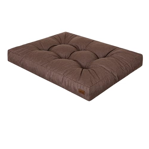 DOGGY Hundebett, Rechteckig Hundematratze, Hundecouch, mittel Hunde, Kissen, Korb, Haustier, Hundebox, Schlafplatz, Hundemöbel, [L] - 90 x 70 cm, Braun von DOGGY