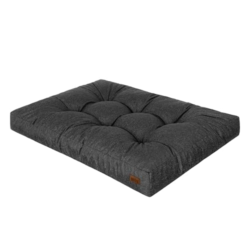 DOGGY Hundebett, Rechteckig Hundematratze, Hundecouch, mittel Hunde, Kissen, Korb, Haustier, Hundebox, Schlafplatz, Hundemöbel, [L] - 90 x 70 cm, Schwarz von DOGGY