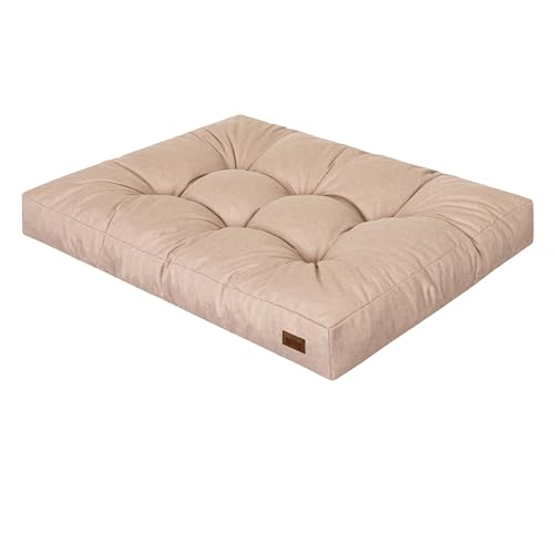 DOGGY Hundebett, Rechteckig Hundematratze, Hundecouch, mittel Hunde, Kissen, Korb, Haustier, Hundebox, Schlafplatz, Hundemöbel, [XL] - 120 x 90 cm, Beige von DOGGY