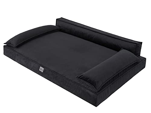 DOGGY Hundebett Haustierbett Hundeliegen Hundecouch Liegen Hundekissen Bett Sofa Hundekorb Tierbett Hundesofa Matratze Schlafplãtze, Schwarz, 120 x 77 cm von DOGGY