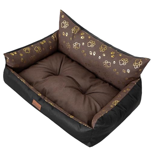 DOGGY Hundebett - Hundekorb für kleine mittelgroße & große Hunde – Haustierbett – Hundesofa – Hundematratze - Tierbett - XL 82x63 cm - Braun mit Pfoten DOGGY Hundebett - Hundekorb für kleine mittelgroße & große Hunde – Haustierbett – Hundesofa – Hundematratze - Tierbett - XL 82x63 cm - Braun mit Pfoten von DOGGY