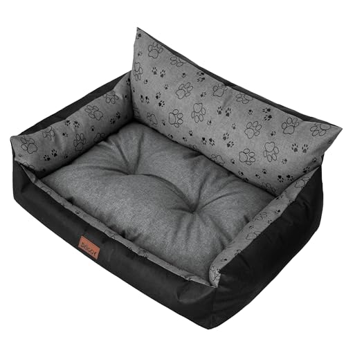 DOGGY Hundebett - Hundekorb für kleine mittelgroße & große Hunde – Haustierbett – Hundesofa – Hundematratze - Tierbett - XL 82x63 cm - Graphit mit Pfoten DOGGY Hundebett - Hundekorb für kleine mittelgroße & große Hunde – Haustierbett – Hundesofa – Hundematratze - Tierbett - XL 82x63 cm - Graphit mit Pfoten von DOGGY