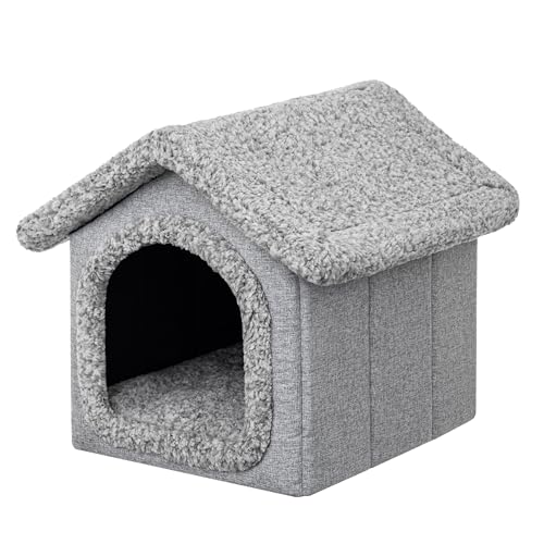 DOGGY Hundehütte Katzenhütte Hundehöhle Hundehaus Katzenhaus Hütte Höhle Hundekissen Katzenkissen Haustierhütte Indoor, Größe 3: 46x52x53 cm, Grau von DOGGY