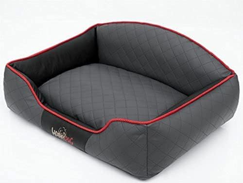 Hobbydog XL ELIGRC9 Hundebett Elite 84X65cm Graphit Mit Schwarz (9), Kissen, Kunstleder, XL, Gray, 2.8 kg von DOGGY