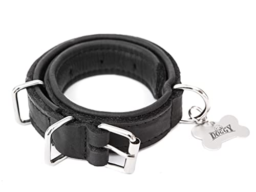 Hundehalsband Leder, Lederhalsband Hund, Halsband, Leder, Metallschnalle, Schwarz, R2: 60 x 3 cm Hundehalsband Leder, Lederhalsband Hund, Halsband, Leder, Metallschnalle, Schwarz, R2: 60 x 3 cm von DOGGY