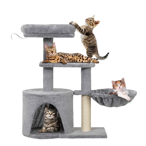 Schwarzer Kratzbaum XL, großer Katzenbaum mit Haus für Katze, Stabiler Katzenkratzbaum, Katzenkäfig, XXL: 69x52 cm, Grau Schwarzer Kratzbaum XL, großer Katzenbaum mit Haus für Katze, Stabiler Katzenkratzbaum, Katzenkäfig, XXL: 69x52 cm, Grau von DOGGY