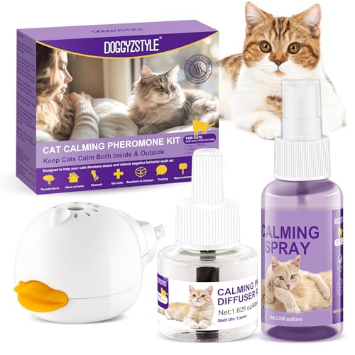 DOGGYZSTYLE Cat Calming Pheromone Diffuser and Spray,Katzenpheromon Katzendiffusor Set,Katzenberuhigungsspray,lindert Angststress, reduziert Kämpfe und Kratzen, geeignet für alle Katzen DOGGYZSTYLE Cat Calming Pheromone Diffuser and Spray,Katzenpheromon Katzendiffusor Set,Katzenberuhigungsspray,lindert Angststress, reduziert Kämpfe und Kratzen, geeignet für alle Katzen von DOGGYZSTYLE