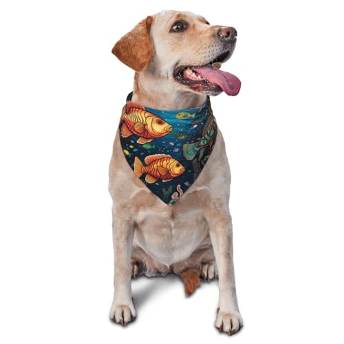 Hundehalstücher & Haustier-Schals mit Cartoon-Fischmotiv – stilvolle und bequeme Hundeschals für kleine, mittelgroße und große Hunde von DOGJTYUEH