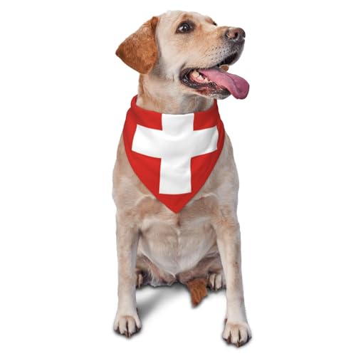 Hundehalstücher und Haustierschals mit Schweizer Flagge, stilvolle und bequeme Hundeschals für kleine, mittelgroße und große Hunde von DOGJTYUEH