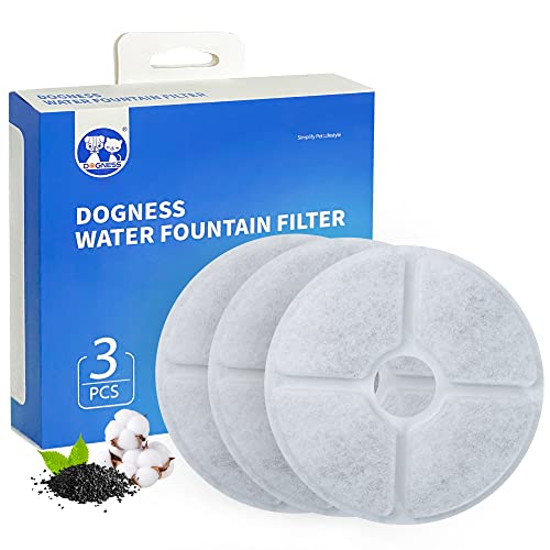 DOGNESS 3 Stück Ersatzfilter für Katzenbrunnen, Aktivkohle Trinkbrunnen Filter für Wasserfrische aufrechtzuerhalten, Auf den 2,2-Liter-Katzenbrunnen auftragen von DOGNESS
