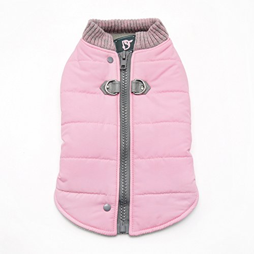 Dogo Pet Fashions Winter-Läufermantel für kleine Hunde, isoliert, Größe M (39,4 - 45,7 cm), Rosa / Grau von DOGO