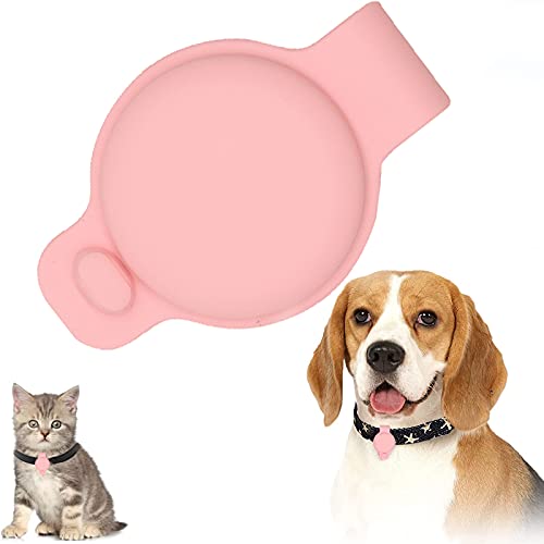 Hülle für AirTag Hundehalsband Halter, Flexible Silikon Schutzhülle für Haustier Katze Halsbänder, Schützende Anti-Scratch Hülle Kompatibel mit AirTag 2021 (Pink) von DOGOWU