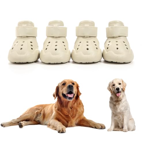 DOGOYS Hundeschuhe, Hundesandalen für heißen Gehweg, Outdoor-Hundestiefel, rutschfest, wasserdicht, Hundestiefel für Winter, verschneite Tage und Sommer, 4 Stück, Hunde-Crocs mit robuster Sohle, Beige DOGOYS Hundeschuhe, Hundesandalen für heißen Gehweg, Outdoor-Hundestiefel, rutschfest, wasserdicht, Hundestiefel für Winter, verschneite Tage und Sommer, 4 Stück, Hunde-Crocs mit robuster Sohle, Beige von DOGOYS