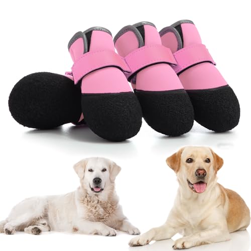 DOGOYS Hundeschuhe, Outdoor-Hundestiefel, rutschfest, wasserdicht, für mittelgroße bis große Hunde, 4 Stück, für Winter, verschneite Tage, Sommer, heißer Bürgersteig mit robuster Sohle, Rosa DOGOYS Hundeschuhe, Outdoor-Hundestiefel, rutschfest, wasserdicht, für mittelgroße bis große Hunde, 4 Stück, für Winter, verschneite Tage, Sommer, heißer Bürgersteig mit robuster Sohle, Rosa von DOGOYS