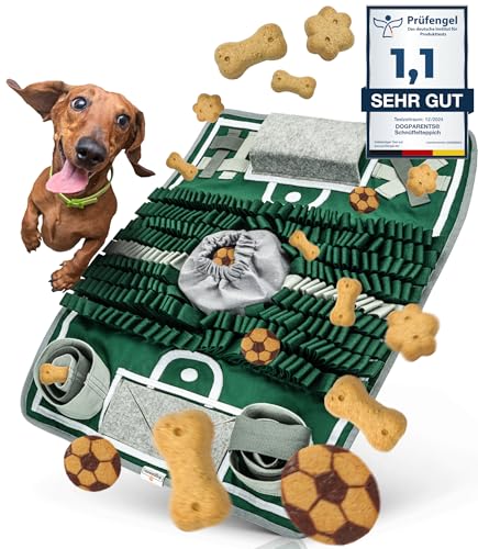 DOGPARENTS® Schnüffelteppich für Hunde [FUßBALLFELD mit 8 Trainingselementen] - Extrem Robustes Hundespielzeug für große & kleine Hunde - SPORTARENA als Intelligenzspielzeug für Hunde (grün) von DOGPARENTS