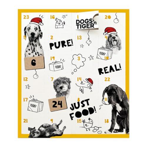 Adventskalender für Hunde von Dogs'n Tiger – Natürliche & hochwertige Snacks aus 90% Fleisch hinter jedem Türchen, ohne Zucker & Getreide für alle Hunde & Welpen von DOGS' n TIGER