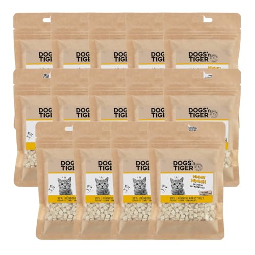 Dogs'n Tiger Adult Katzen Snacks Mmmh mmmh Huhn, Leckerlies aus 99% Fleisch– ohne Zucker, Getreide & künstliche Aromen – gut verträglich gefriergetrocknete Hühnchenbrust-Filetstückchen, 14x 30g Dogs'n Tiger Adult Katzen Snacks Mmmh mmmh Huhn, Leckerlies aus 99% Fleisch– ohne Zucker, Getreide & künstliche Aromen – gut verträglich gefriergetrocknete Hühnchenbrust-Filetstückchen, 14x 30g von DOGS' n TIGER