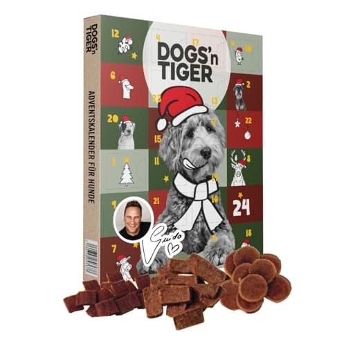 Dogs'n Tiger - Guido Maria Kretschmer Hunde Adventskalender 2025, Adventskalender für Hunde – Natürliche & hochwertige Snacks aus 85% Fleisch hinter jedem Türchen, ohne Zucker & Getreide von DOGS' n TIGER