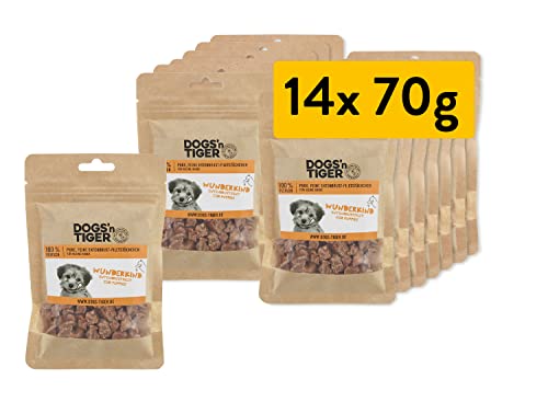 Dogs’n Tiger Junior Hunde Snacks, Wunderkind, Leckerlies, – artgerechter Hundesnack ohne Zucker, Getreide & künstliche Aromen – gut verträglich (gefriergetrocknete Entenbrust-Filet, 14x 70g von DOGS' n TIGER