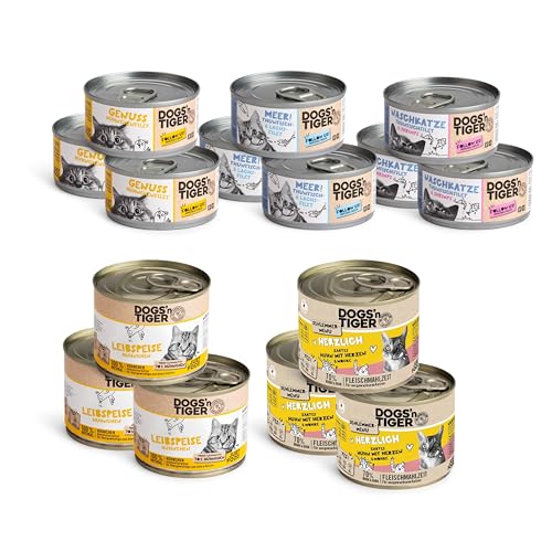 Dogs’n Tiger Adult Katzenfutter, Nassfutter, Getreidefrei, ohne Zuckerzusatz & Konservierungsstoffe, optimale Verträglichkeit Mixpaket Top of The Tops! Thunfisch, Lachs, Shrimps & Huhn, 15 TLG.- Set Dogs’n Tiger Adult Katzenfutter, Nassfutter, Getreidefrei, ohne Zuckerzusatz & Konservierungsstoffe, optimale Verträglichkeit Mixpaket Top of The Tops! Thunfisch, Lachs, Shrimps & Huhn, 15 TLG.- Set von DOGS' n TIGER