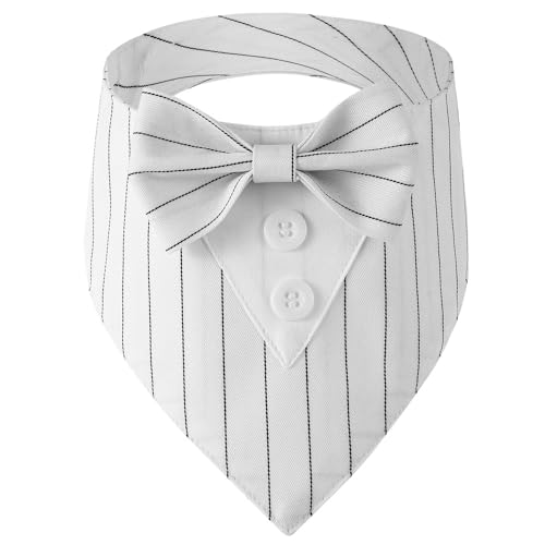 Hunde-Smoking, verstellbar, formelles Hochzeits-Outfit, Bandana, Hunde-Smokinghalsband mit Fliege, Haustier-Geburtstag, Valentinstag, Cosplay, Größe L von DOGTACT